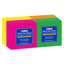 Stick On Notes 3" X 3" (Pack) Neon 90 Ct. (12/Shrink)
