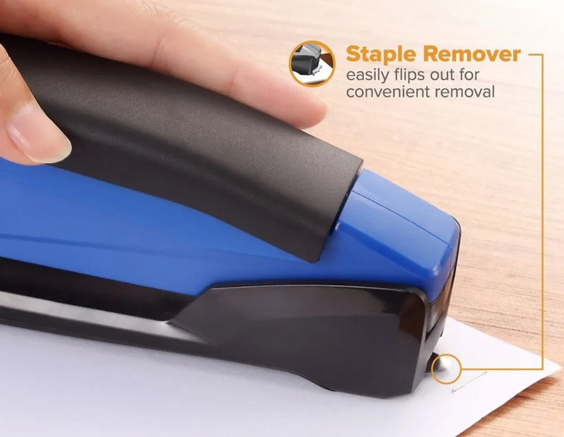 InPower Antimicrobial Spring-Powered Desktop Stapler, 20 Sheets, Blue