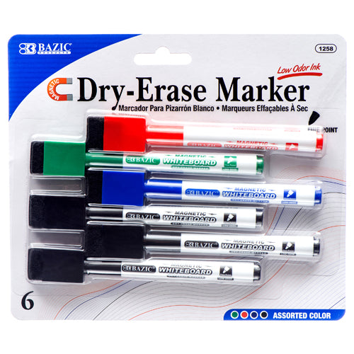 Magnetic Assorted Color Dry-Erase Markers (6/Pack)