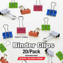 Small 3/4" (19mm) Assorted Color Binder Clip (20/Pack)