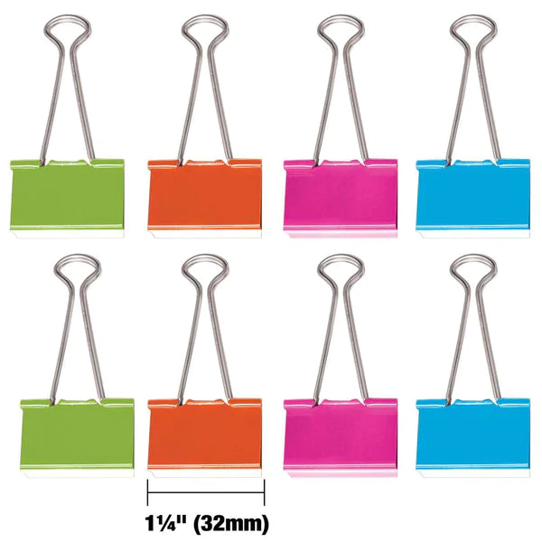 Medium 1-1/4 (32mm) Assorted Color Binder Clip (8/Pack)