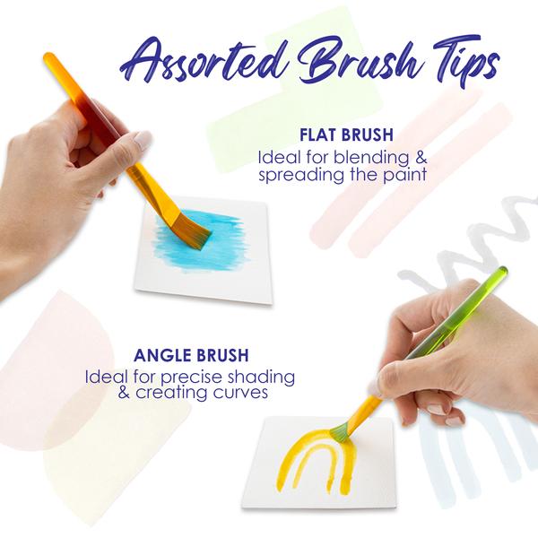 Paint Brush Flat & Angled w/ Translucent Handle set (5/Pack)