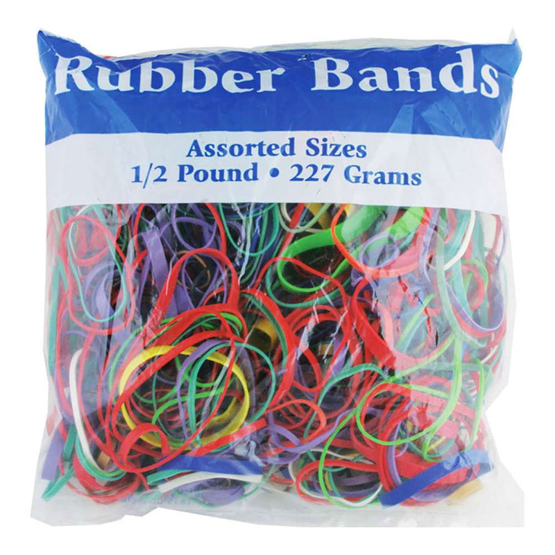 Assorted Colors and sizes 1/2 lb. Rubber Bands