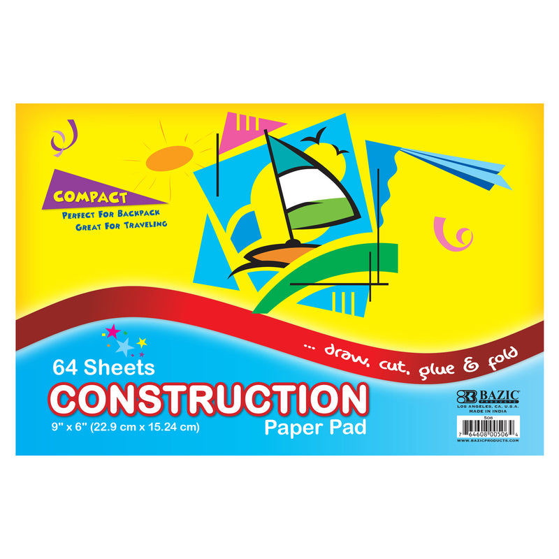Construction Paper Pad, Mini Size 6"X 9"(64 Ct.)