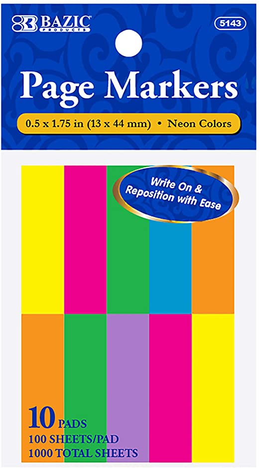 PAGE MARKERS NEON COLORS