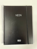 Libreta Argollada Universitaria 10 Materias- Neon (Negra)