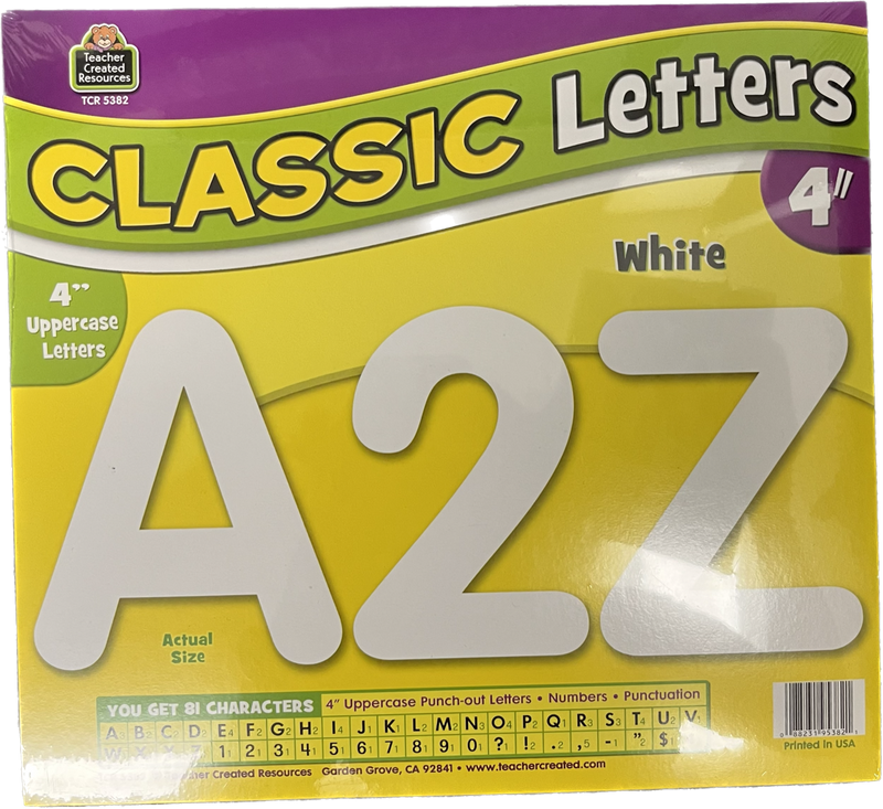 White Classic 4" Letters Uppercase Pack