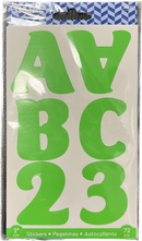 Alphabet & Number 2" Fluorescent Green (10 SHEETS)