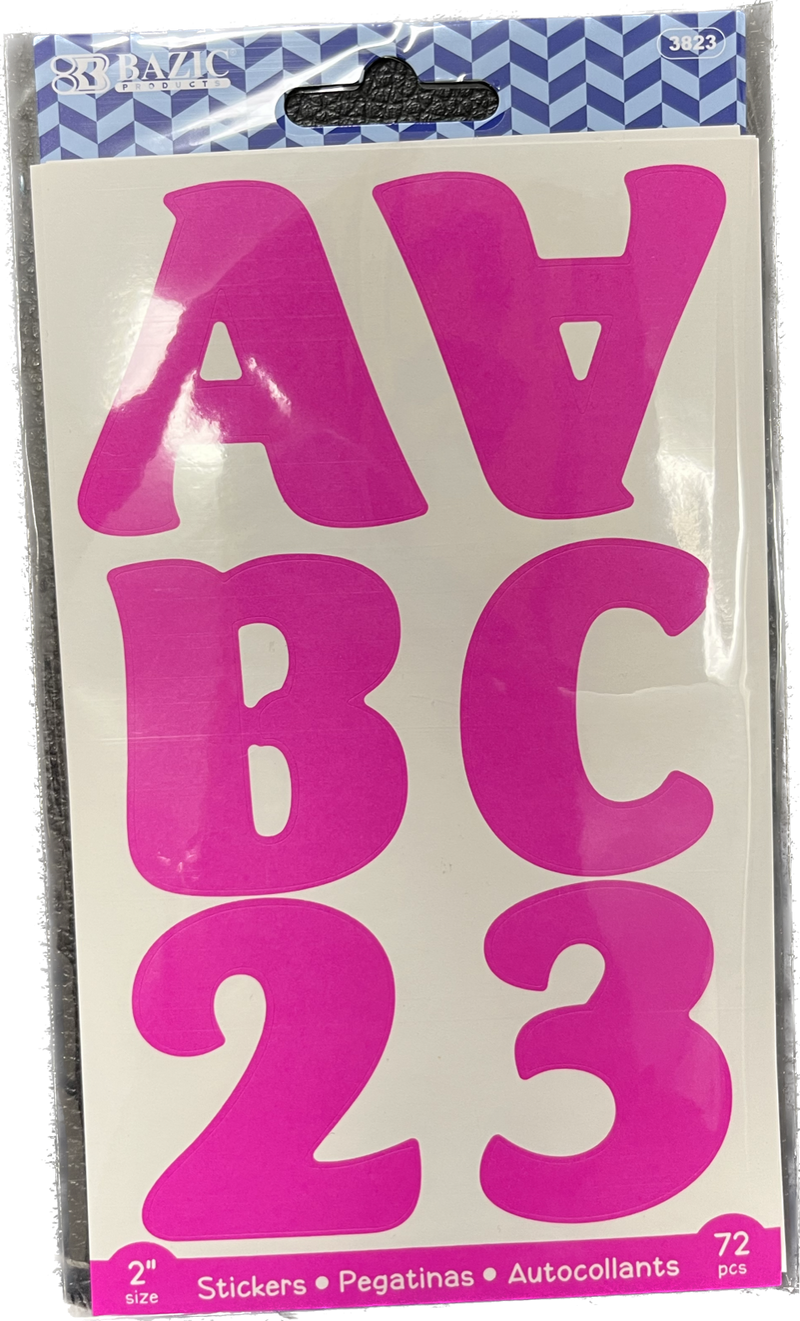 Alphabet & Number 2" Fluorescent Magenta (10 SHEETS)