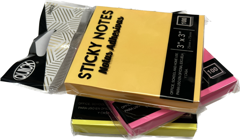 Stick On Notes 3" X 3" 100 Ct. Neon Colors