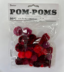 Assorted Pom Poms- Red 30pc