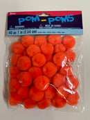 Pom Poms- Orange 1" 40pc