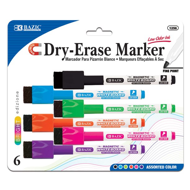Magnetic Bright Color Dry-Erase Markers (6/Pack)