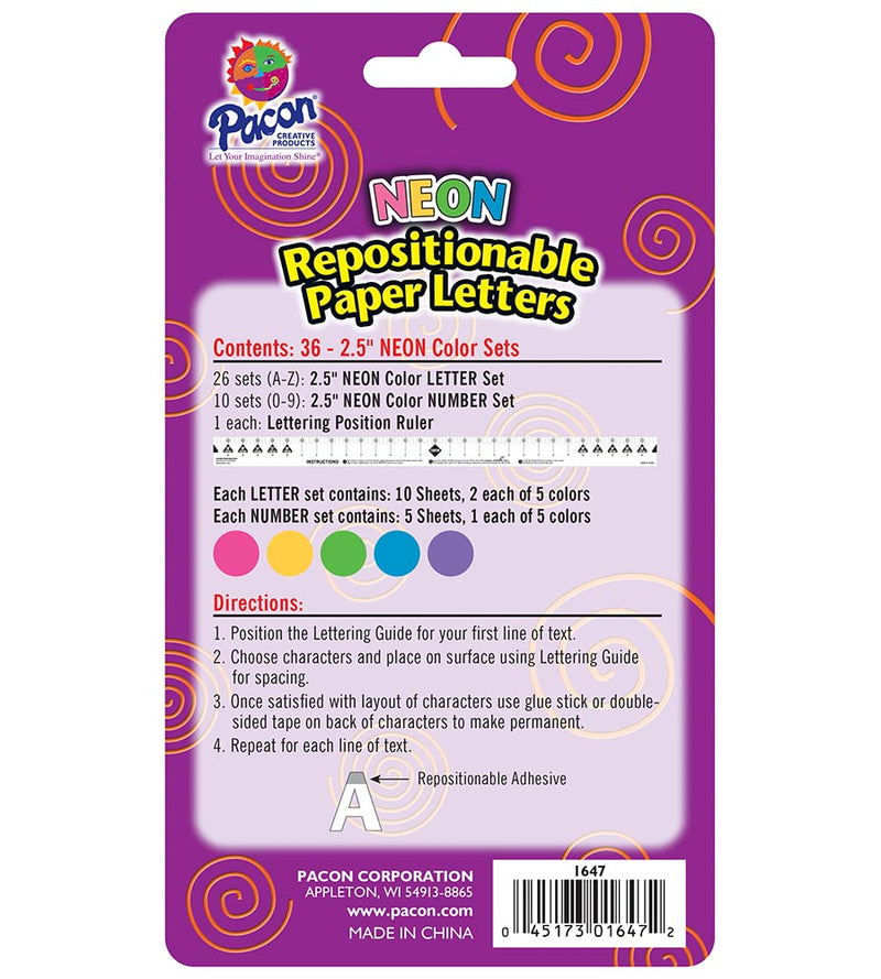 LETRAS SELF ADHESIVE NEON 2.5"